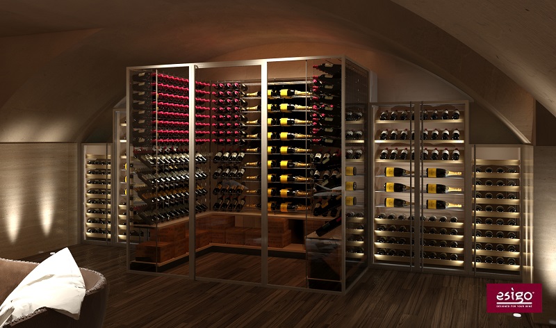 Wine room furniture with refrigerated wine cellar